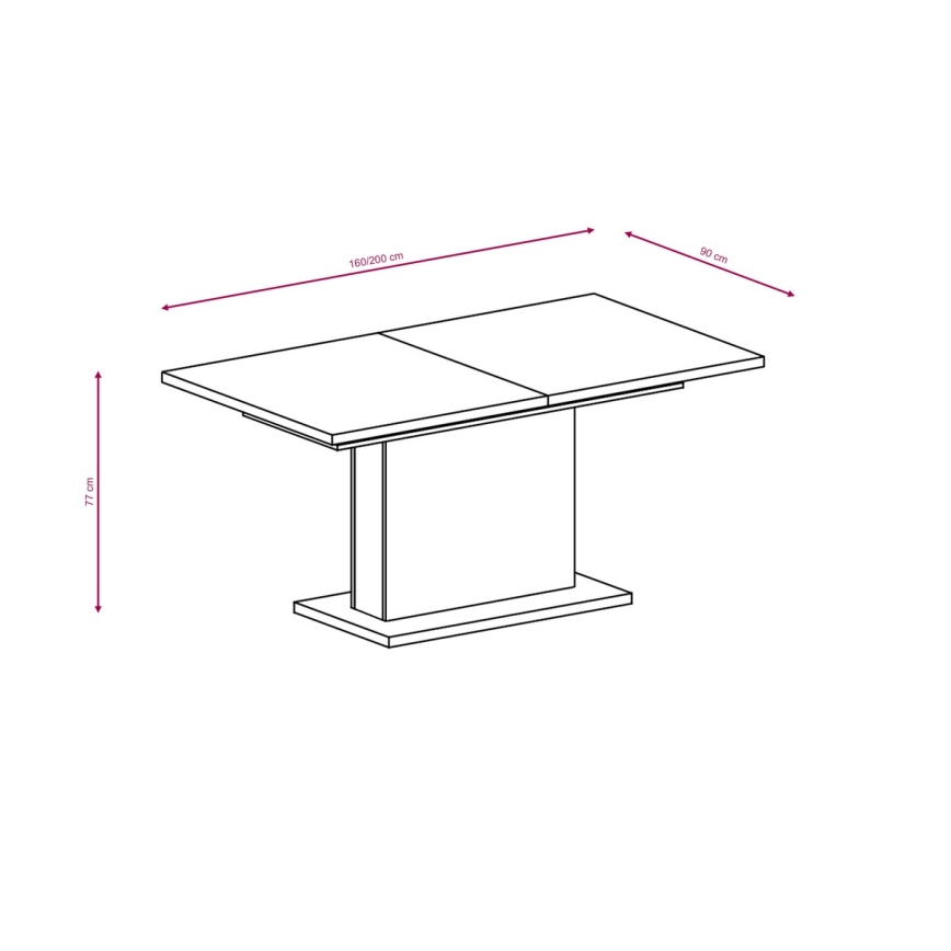Tavolo da pranzo allungabile STRAP 160/200 x 90 cm bianco