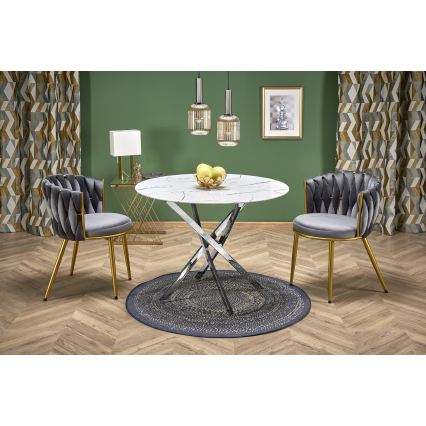 Tavolo da pranzo ESTEN 100 cm bianco/argento