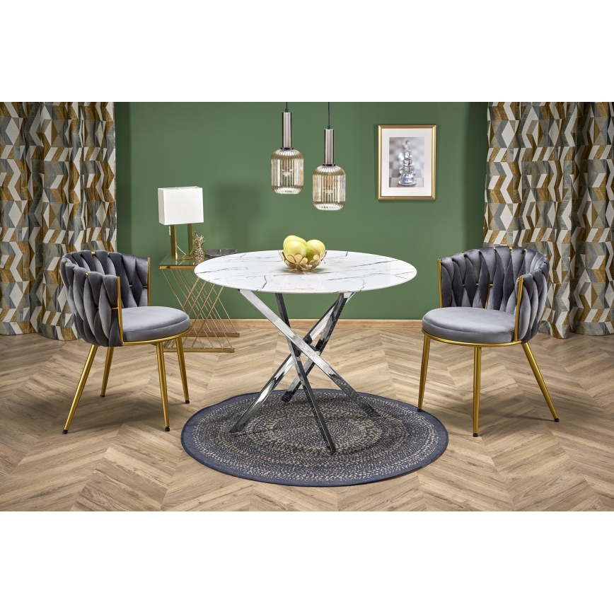 Tavolo da pranzo ESTEN 100 cm bianco/argento