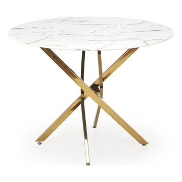 Tavolo da pranzo ESTEN 100 cm bianco/oro
