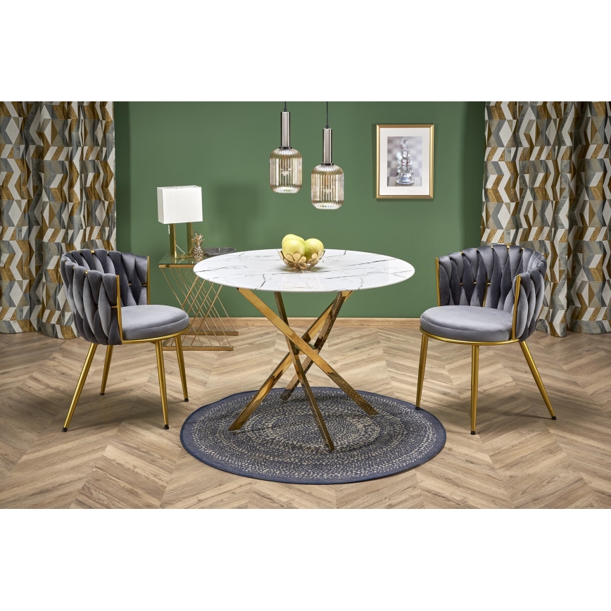 Tavolo da pranzo ESTEN 100 cm bianco/oro