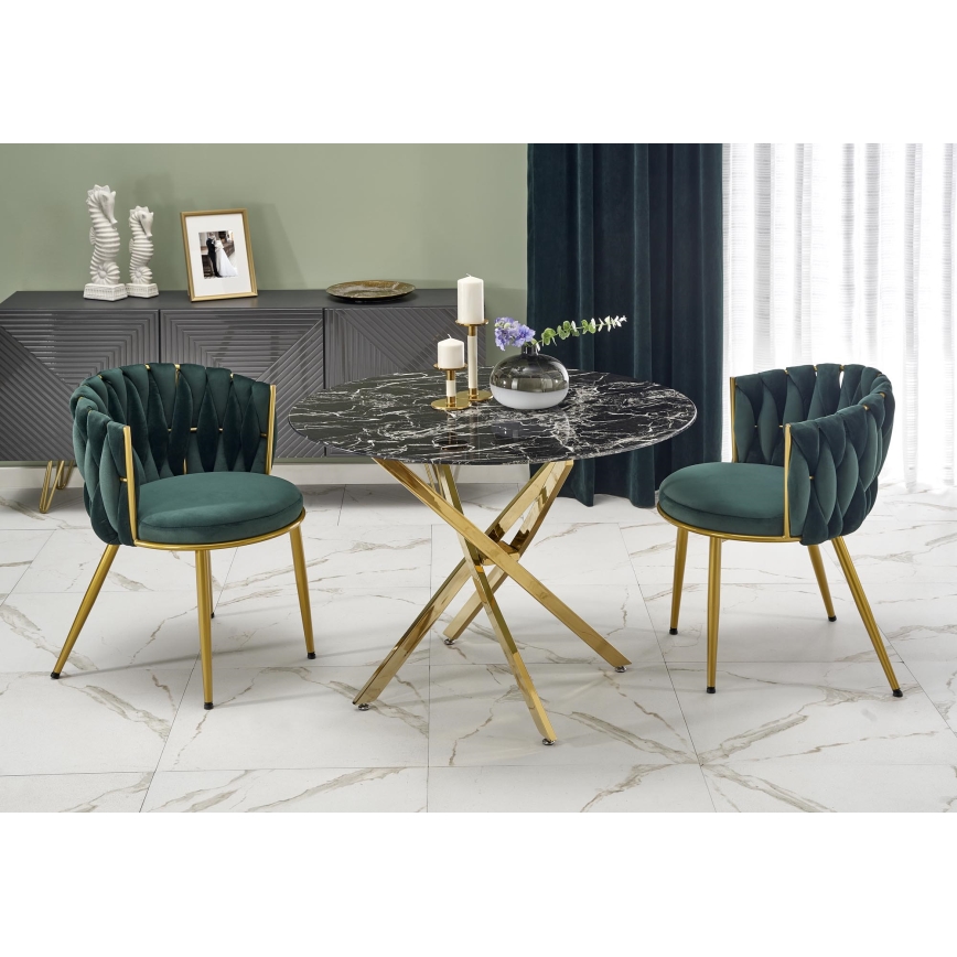 Tavolo da pranzo ESTEN 100 cm nero/oro