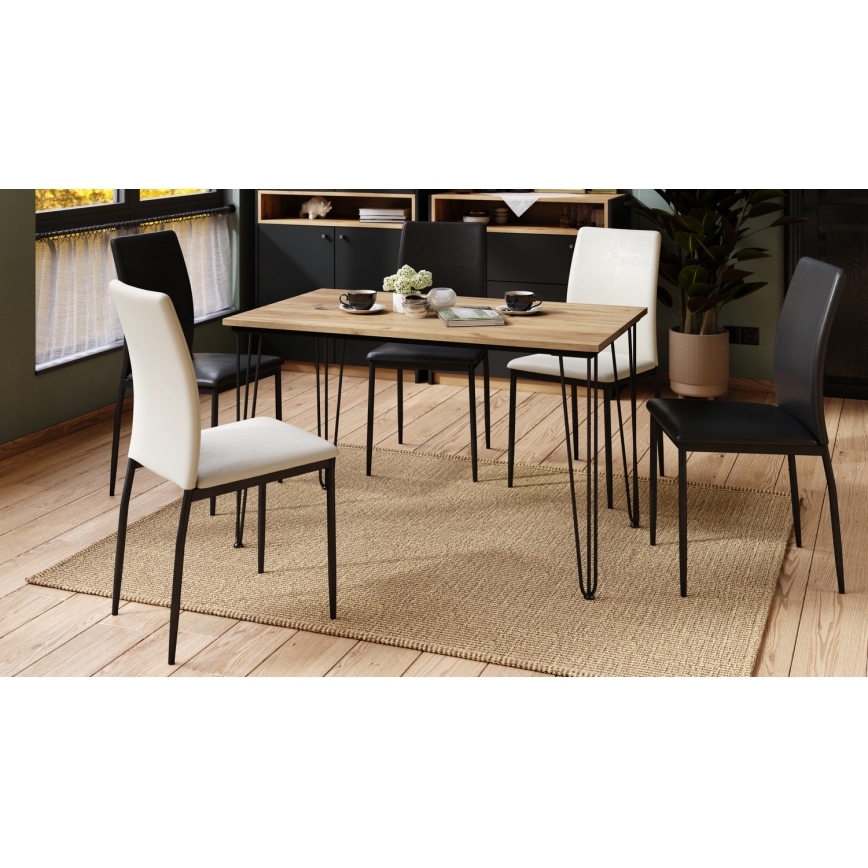 Tavolo da pranzo HALIJA con decoro in rovere