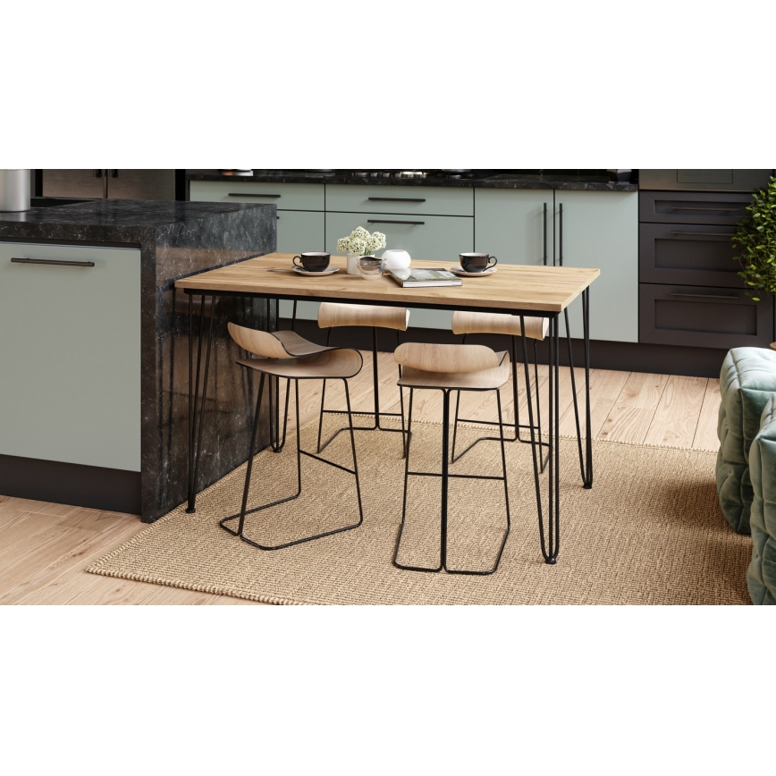 Tavolo da pranzo HALIJA con decoro in rovere