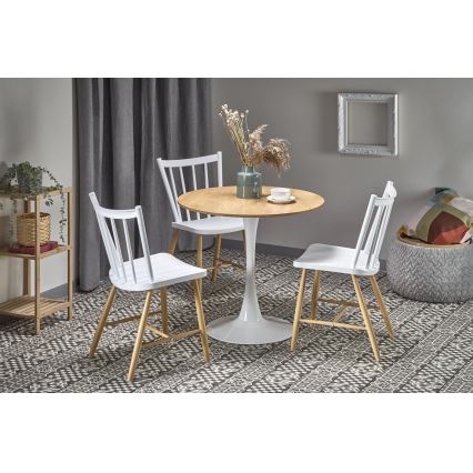 Tavolo da pranzo LUGI Ø 80 cm marrone/bianco