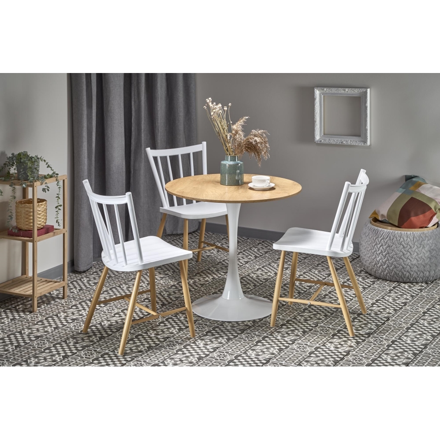 Tavolo da pranzo LUGI Ø 80 cm marrone/bianco