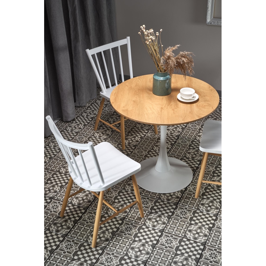 Tavolo da pranzo LUGI Ø 80 cm marrone/bianco