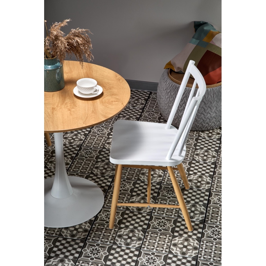 Tavolo da pranzo LUGI Ø 80 cm marrone/bianco