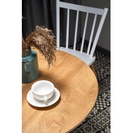 Tavolo da pranzo LUGI Ø 80 cm marrone/bianco
