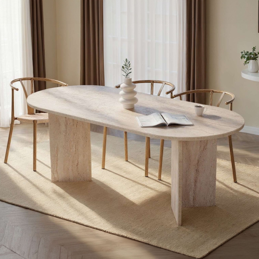Tavolo da pranzo NEL 200x90 cm in travertino