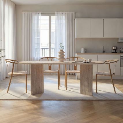 Tavolo da pranzo NEL 200x90 cm in travertino