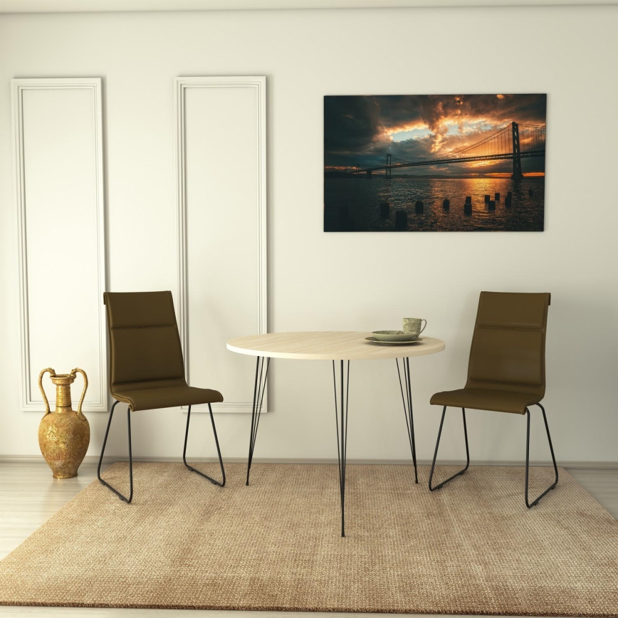 Tavolo da pranzo SANDALF 75x90 cm beige/nero