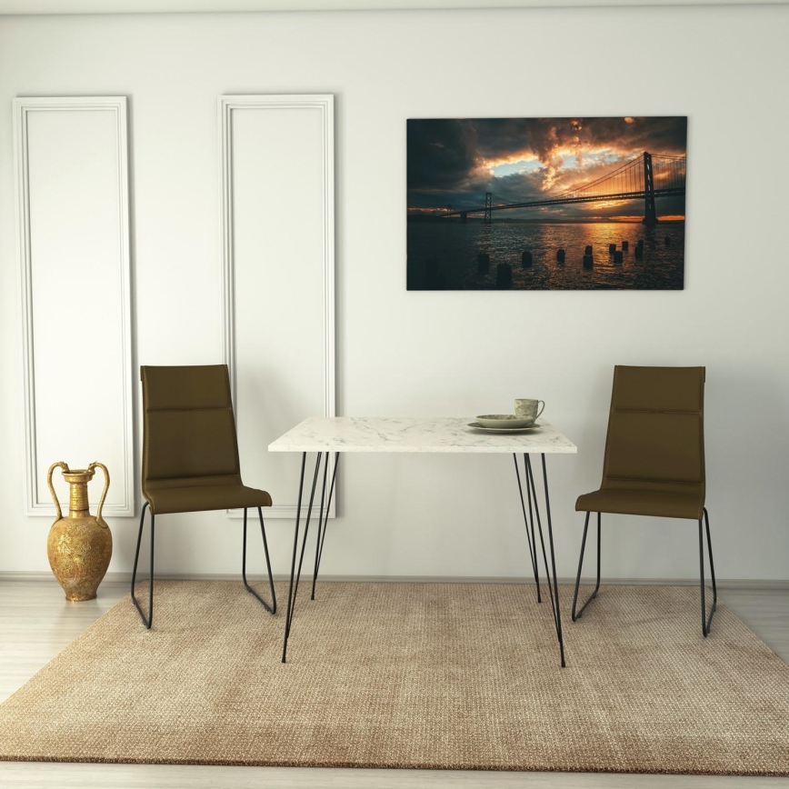 Tavolo da pranzo SANDALF 75x90 cm bianco/nero