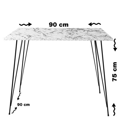 Tavolo da pranzo SANDALF 75x90 cm bianco/nero