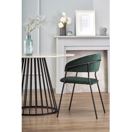 Tavolo da pranzo SEREIN, finitura effetto marmo bianco/nero