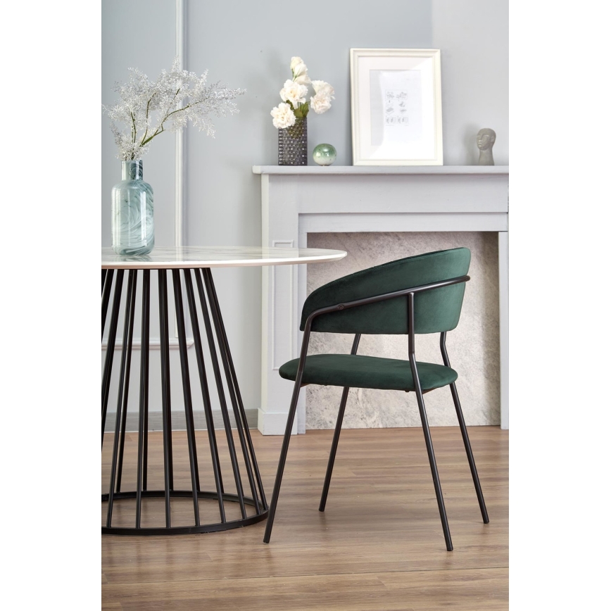 Tavolo da pranzo SEREIN, finitura effetto marmo bianco/nero