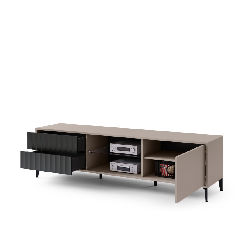 Tavolo TV con cassetti RONJA taupe/nero