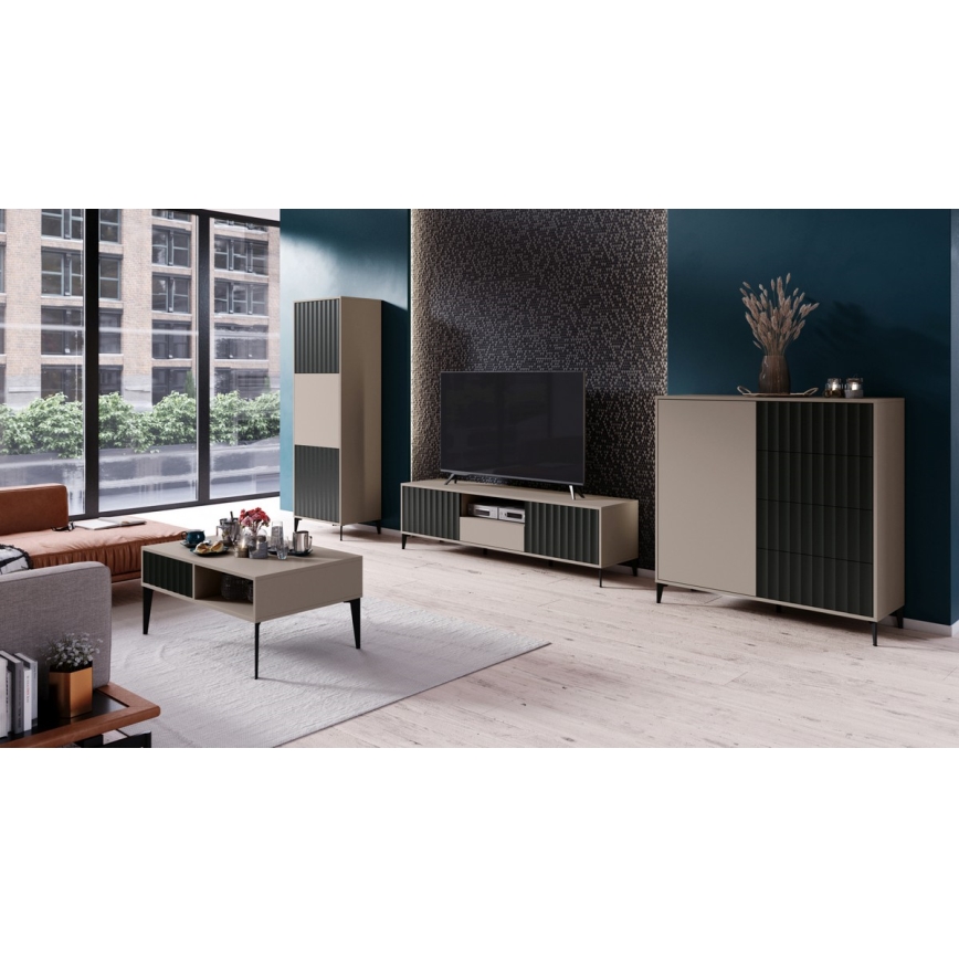 Tavolo TV con cassetto RONJA taupe/nero