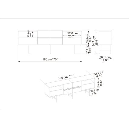 Tavolo TV DERIN 64,7x180 cm bianco