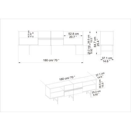 Tavolo TV DERIN 65x180 cm nero