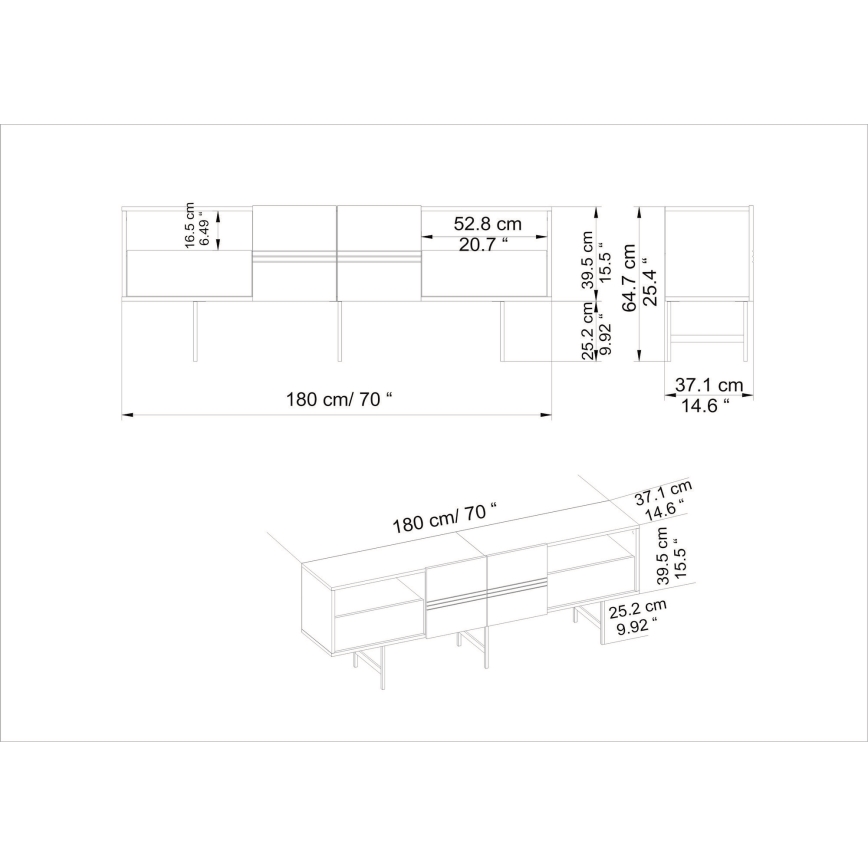 Tavolo TV DERIN 65x180 cm nero