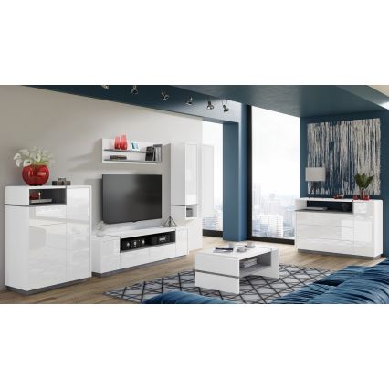 Tavolo TV FRED bianco/grigio