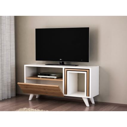 Tavolo TV NOVELLA 51x90 cm bianco/marrone