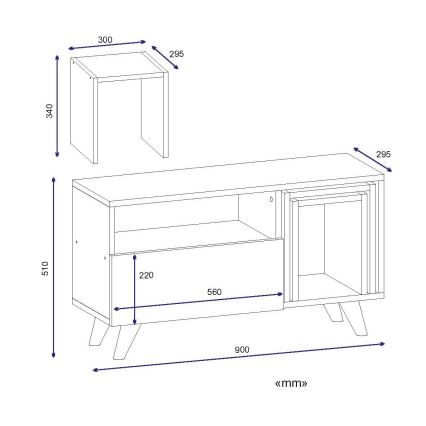 Tavolo TV NOVELLA 51x90 cm bianco/marrone