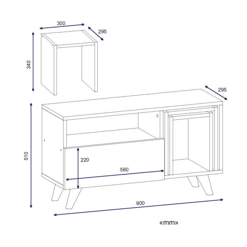 Tavolo TV NOVELLA 51x90 cm bianco/marrone