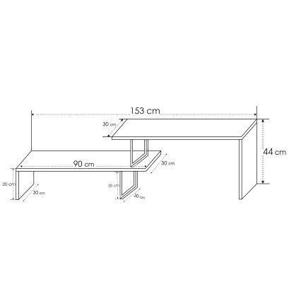 Tavolo TV OVIT 44x153 cm marrone/nero