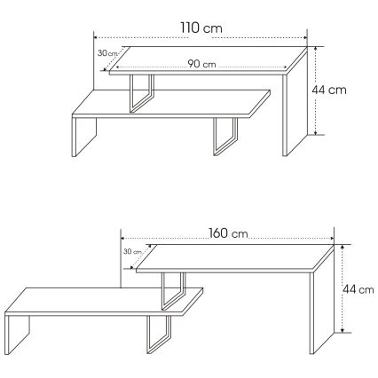 Tavolo TV OVIT 45x120 cm antracite/nero