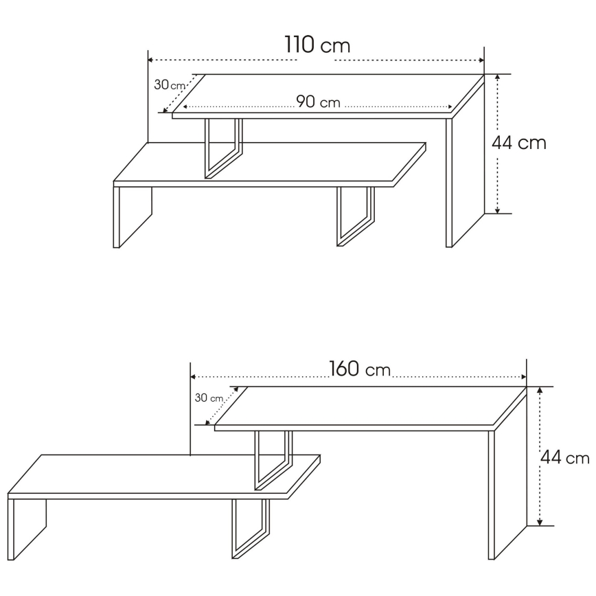 Tavolo TV OVIT 45x120 cm antracite/nero