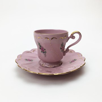 Tazza e piattino Nero colore rosa