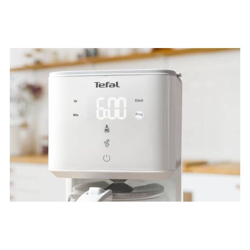 Tefal - Caffettiera a goccia con display LCD SENSE 1000W/230V bianco