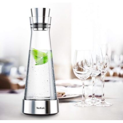 Tefal - Caraffa refrigerante in vetro FLOW SLIM 1 l acciaio inossidabile/vetro