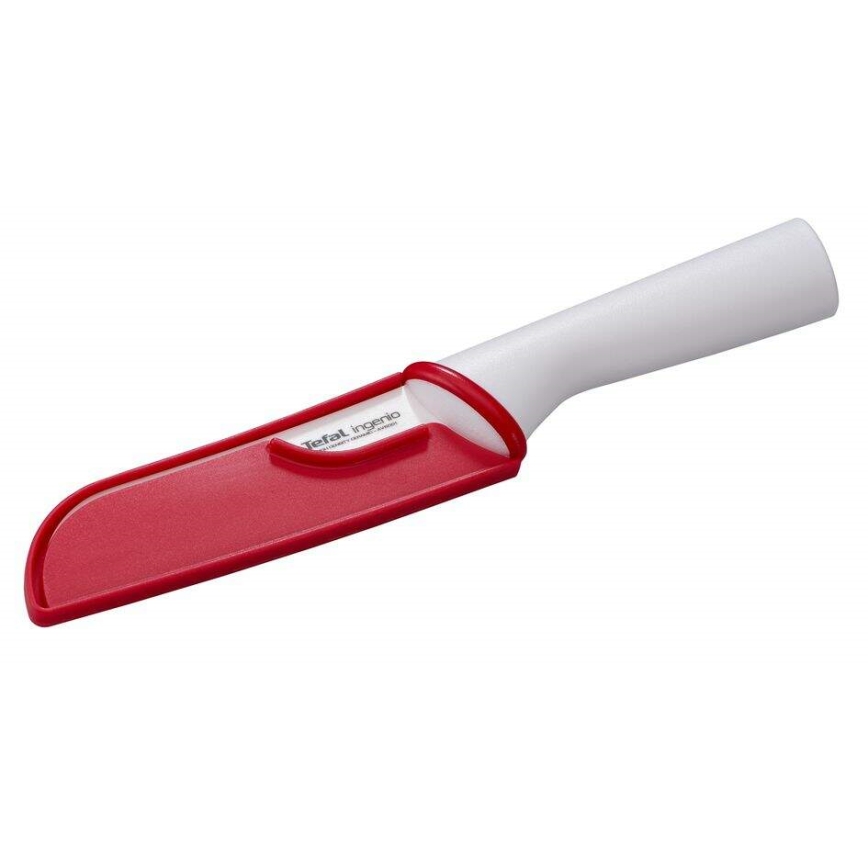 Tefal - Ceramica coltello santoku INGENIO 13 cm bianco/rosso