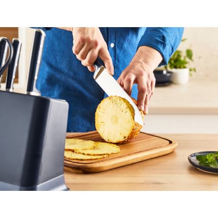 Tefal - Coltello da cucina EVER SHARP con supporto, 20 cm