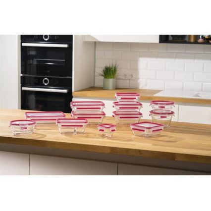 Tefal - Contenitore per alimenti 1,1 l MSEAL GLASS rosso/vetro