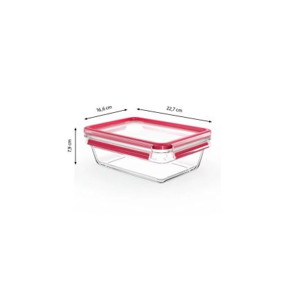 Tefal - Contenitore per alimenti 1,3 l MSEAL GLASS rosso/vetro