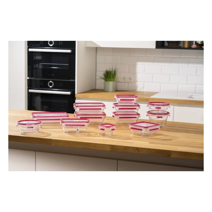 Tefal - Contenitore per alimenti MSEAL GLASS 1,1 l, rosso/vetro