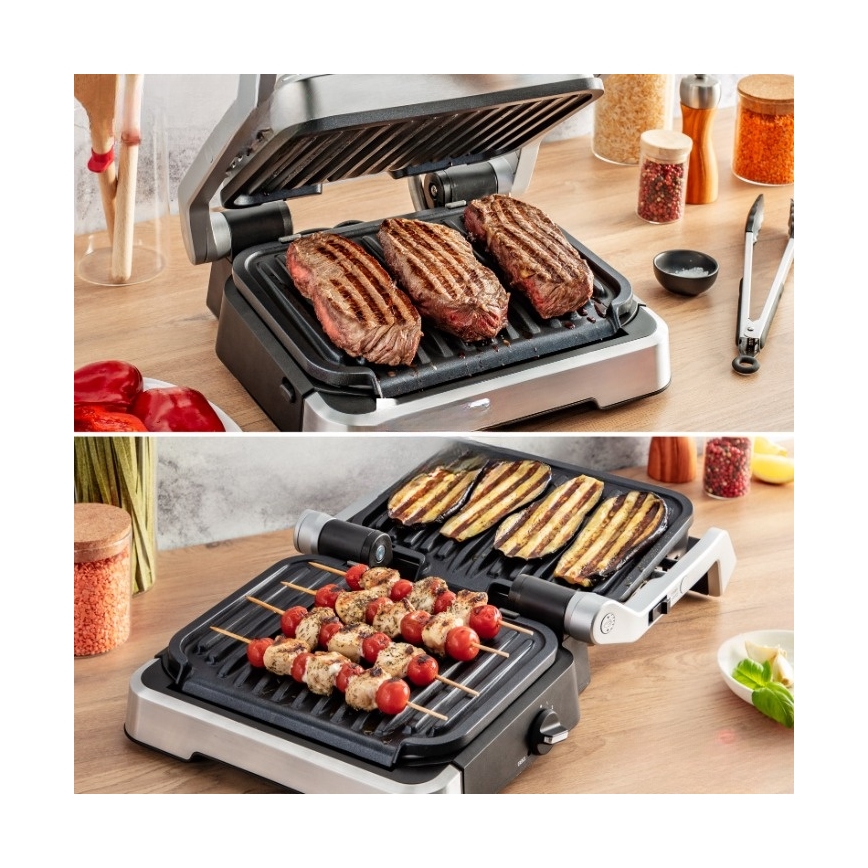 Tefal - Grill a contatto OPTIGRILL 2 in 1 2100W/230V in acciaio inox