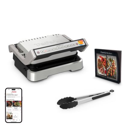 Tefal - Grill a contatto OPTIGRILL 2 in 1 2100W/230V in acciaio inox