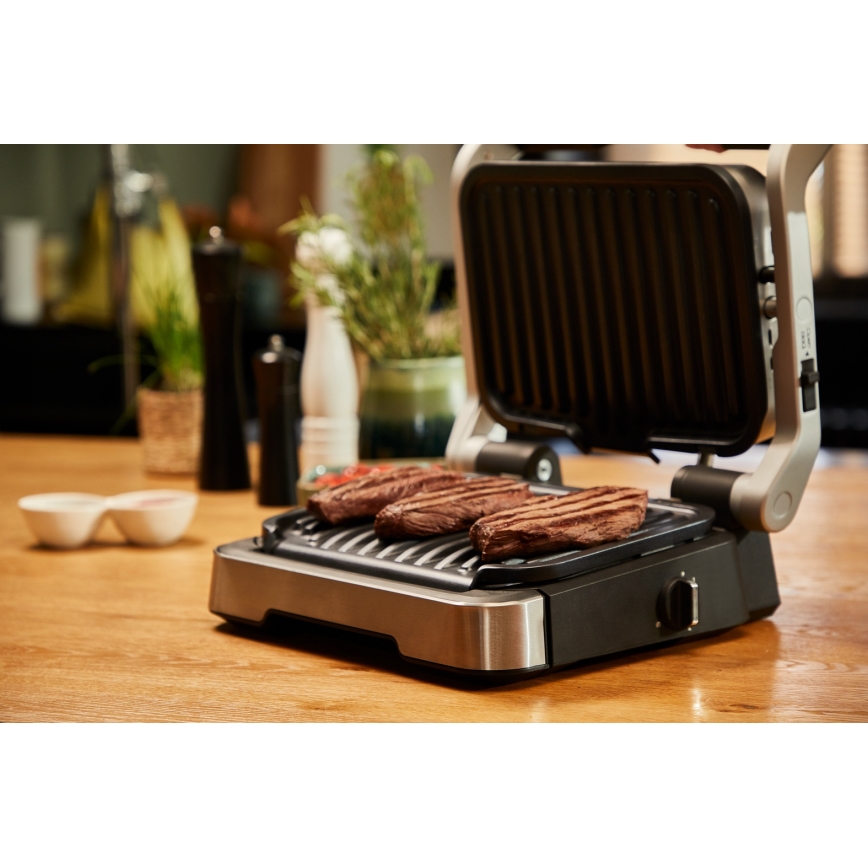 Tefal - Grill a contatto OPTIGRILL 2100W/230V cromo opaco