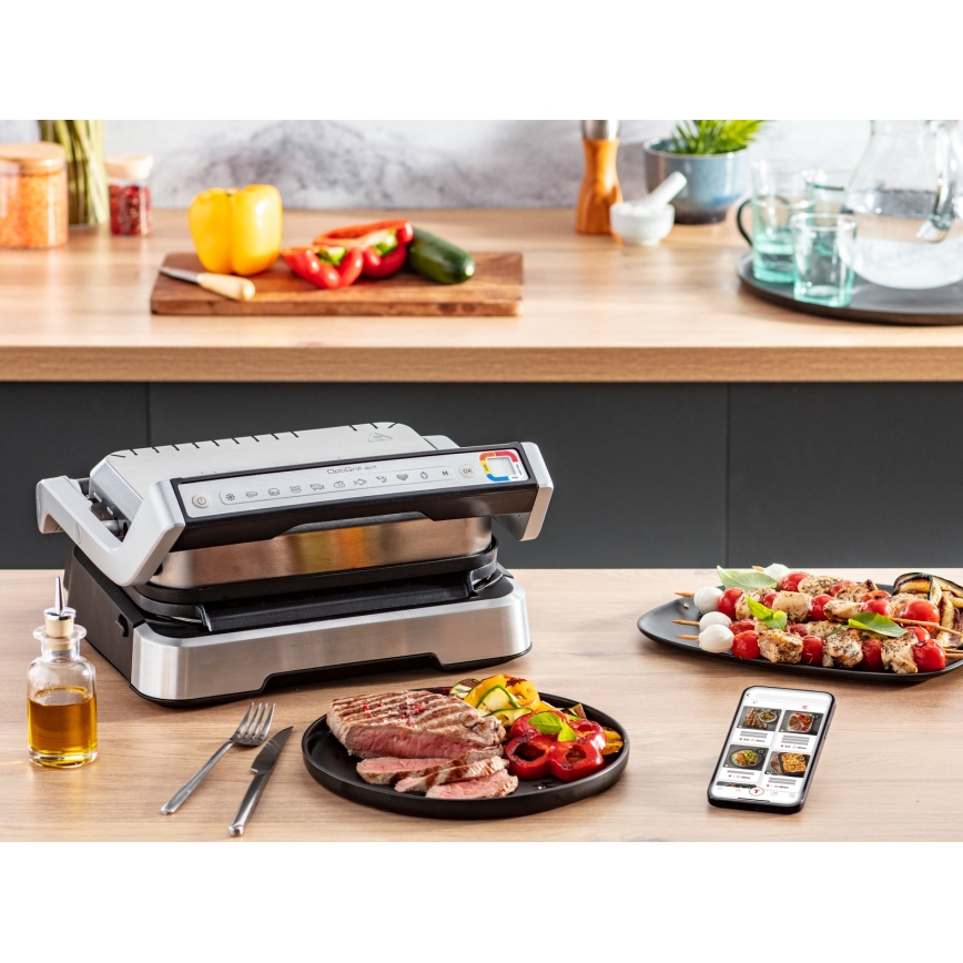 Tefal - Grill a contatto OPTIGRILL 2100W/230V cromo opaco
