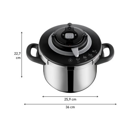 Tefal - Pentola a pressione 6 l CLIPSO+ CHEF acciaio inossidabile