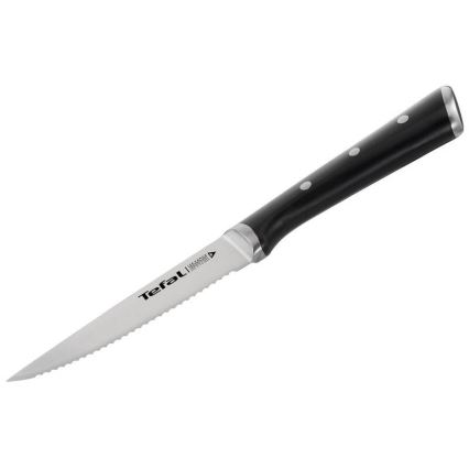 Tefal - Set di 4 coltelli da bistecca ICE FORCE, lama 11 cm, in acciaio inossidabile, cromo lucido/nero