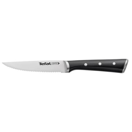 Tefal - Set di 4 coltelli da bistecca ICE FORCE, lama 11 cm, in acciaio inossidabile, cromo lucido/nero