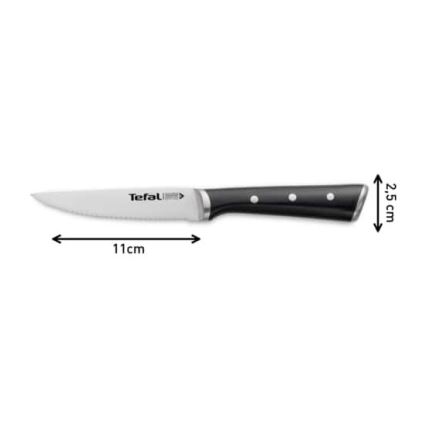 Tefal - Set di 4 coltelli da bistecca ICE FORCE, lama 11 cm, in acciaio inossidabile, cromo lucido/nero