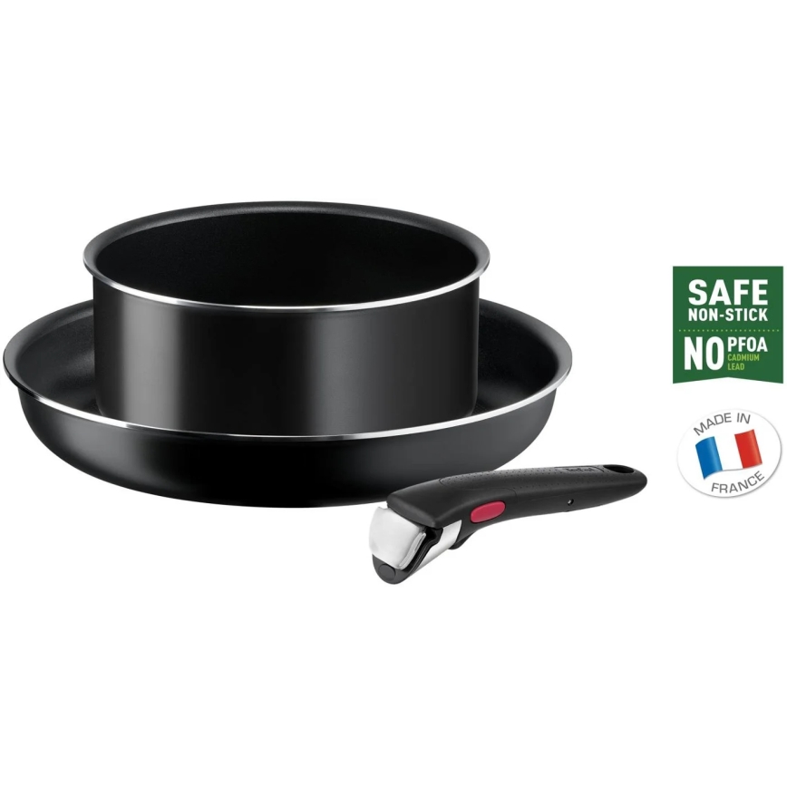 Tefal - Set di pentole 3 pz INGENIO EASY COOK & CLEAN BLACK