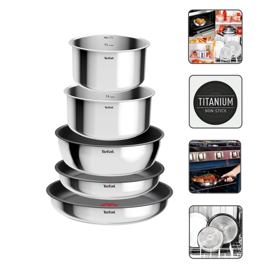 Tefal - Set di pentole 9 pezzi INGENIO COOK in acciaio inox